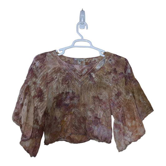 Upcycled Dye Ruffled Arm Crop Top Size Small